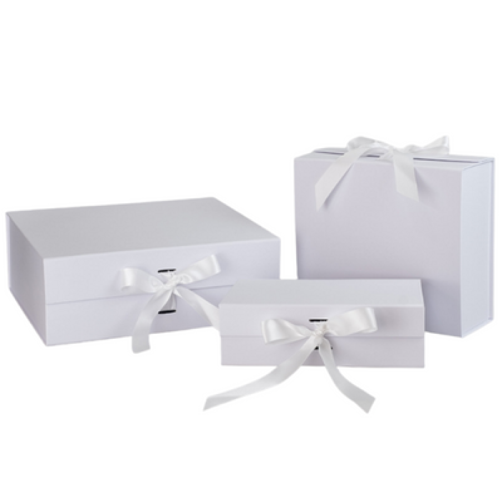 White Magnetic Gift Boxes | Folding Gift Boxes With Ribbon